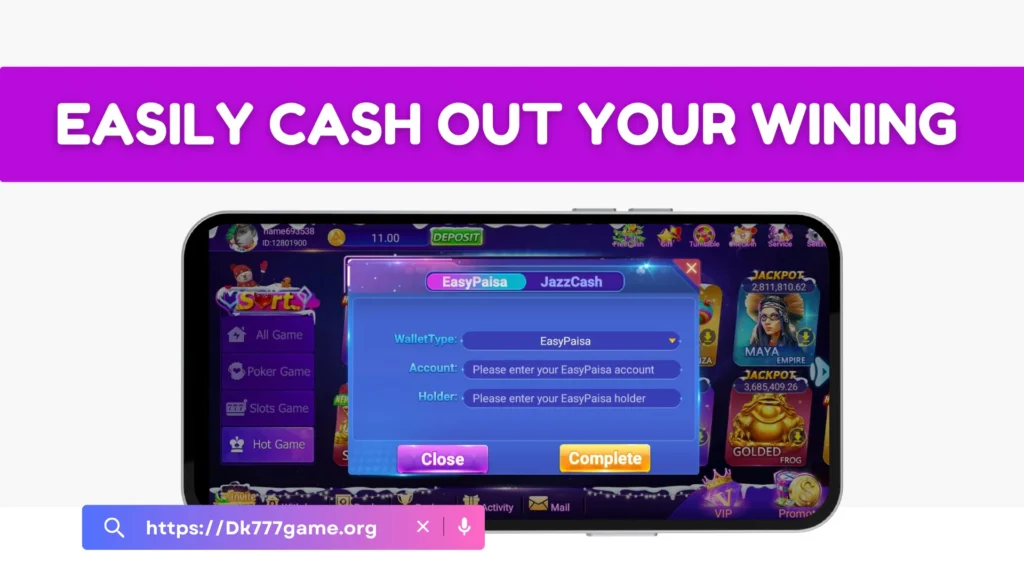 Dk 777 Money withdrawal